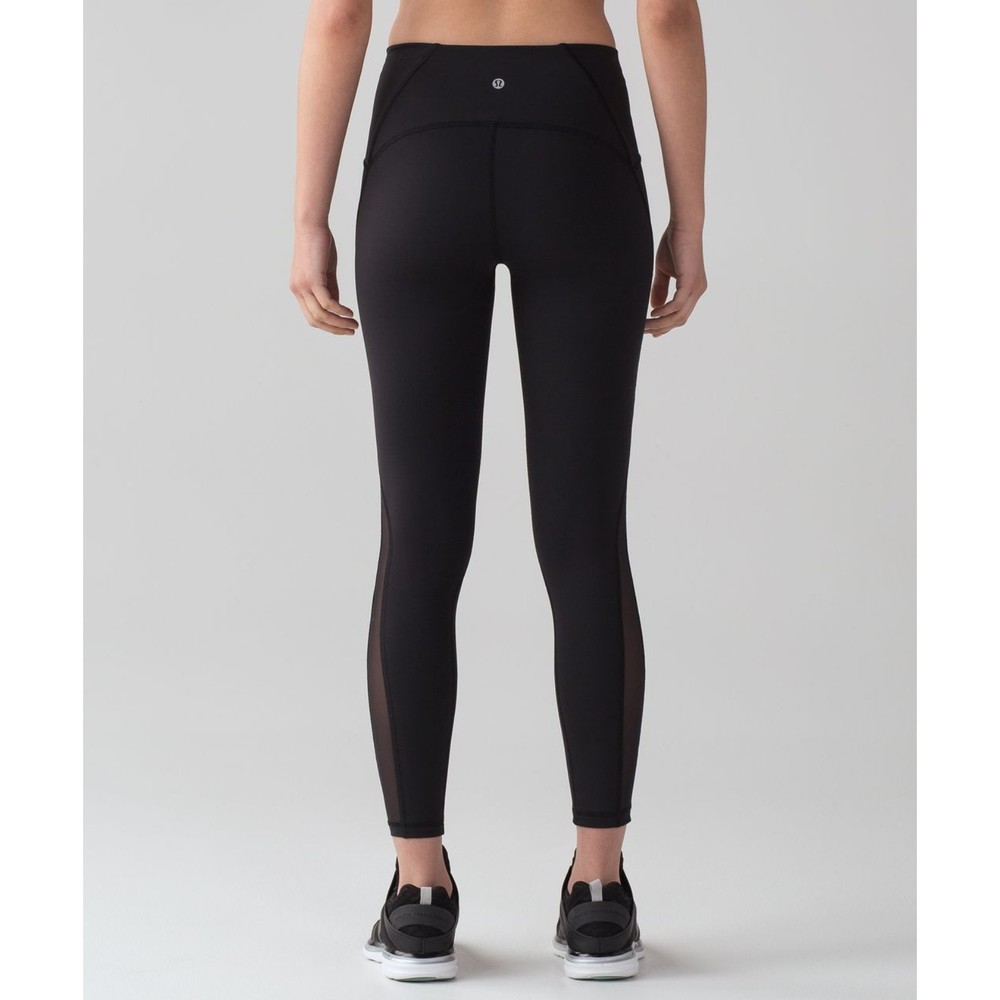 Lululemon black train time leggings mesh size 4